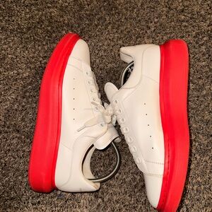 Alexander McQueen White and Red Athletic Shoes